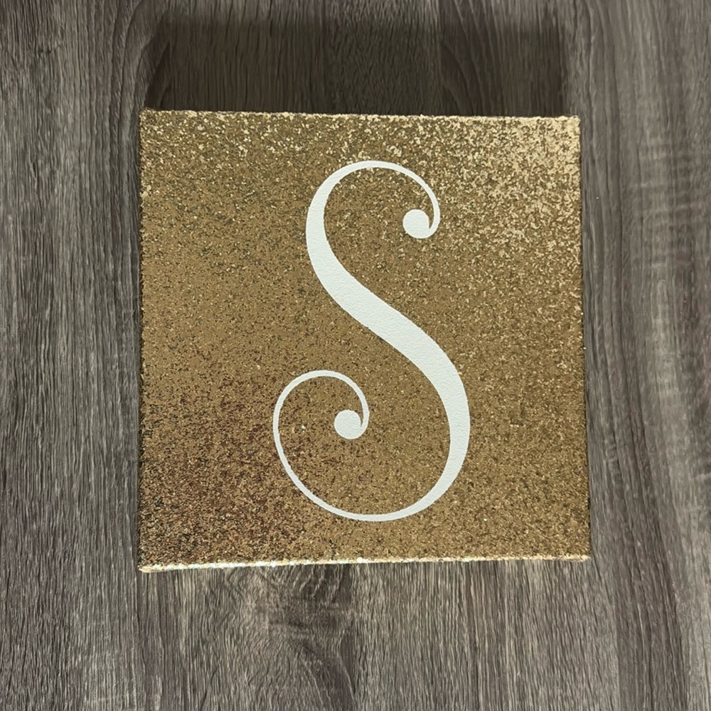 Gold Glitter “S” Monogram Canvas